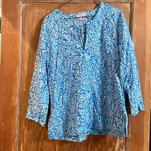 Lilly Pulitzer large women’s 100%cotton blouse fish print